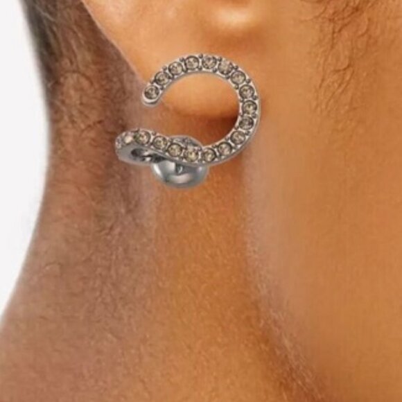 VERA WANG Rocker Gunmetal Gray Crystal Swirl Stud Earrings**NEW! - Picture 3 of 3